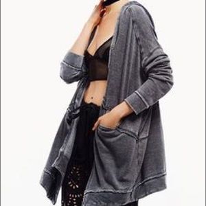 Free People Oversized Gray Terry Cardigan, Size M